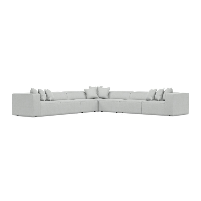 Bernhardt Bliss 5-Piece Fabric Sectional, Gray Polyester Blend, 28" H x 160.5" W x 160.5" D