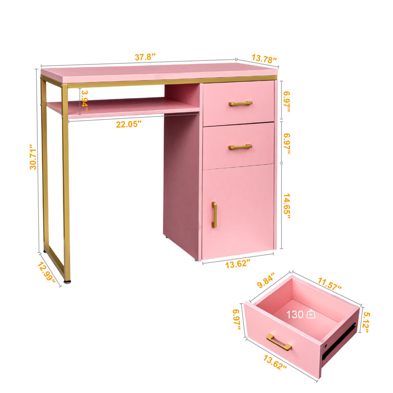 Bureau d'ordinateur rose