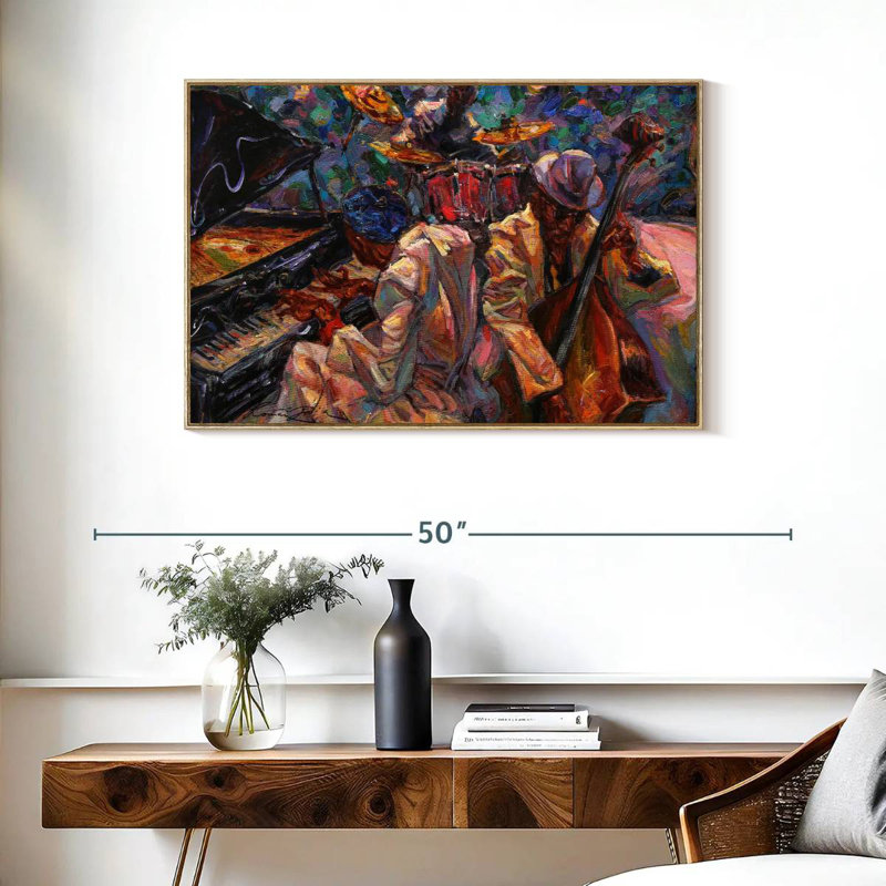 Jazz Band, Cadre flottant en bois naturel, 37 po x 25 po