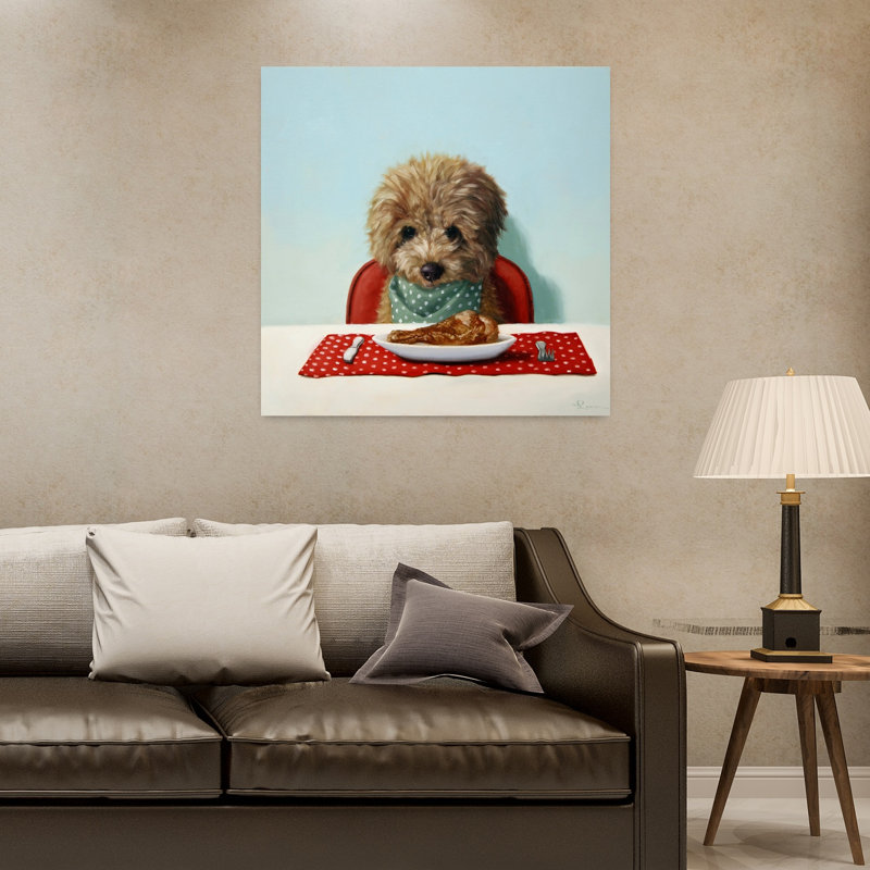 Art contemporain chiot chiot chow, H 32 po x l 32 po
