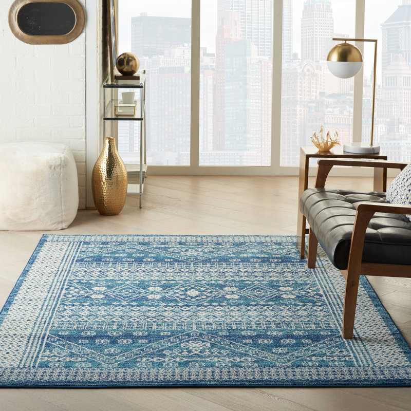 Tapis oriental bleu marine Verda, Rectangle 5 pi 3 po x 7 pi 3 po