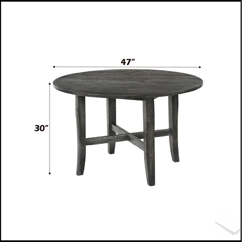 Kendric Rustic Gray Finish Dining Table with Fixed Top and X-Shaped Support, Perfect for Modern and Farmhouse Interiors.