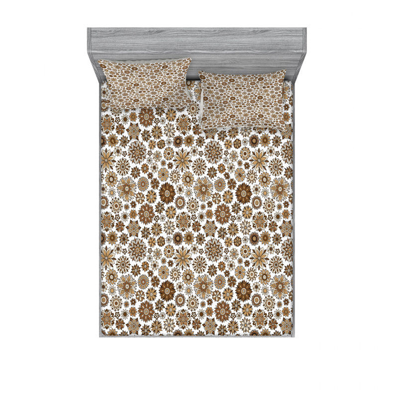 Microfiber Floral Sheet Set, Queen Sheet Set with Fitted Sheet