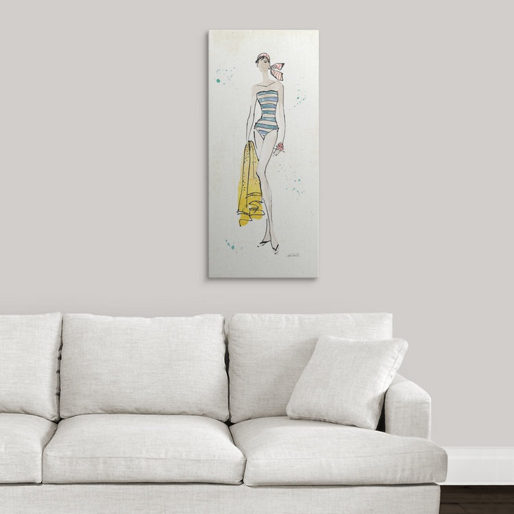 « v color » anne tavoletti, reproduction d’art Beach Divas, H 44 po x l 24 po x P 1 po, Cadre blanc