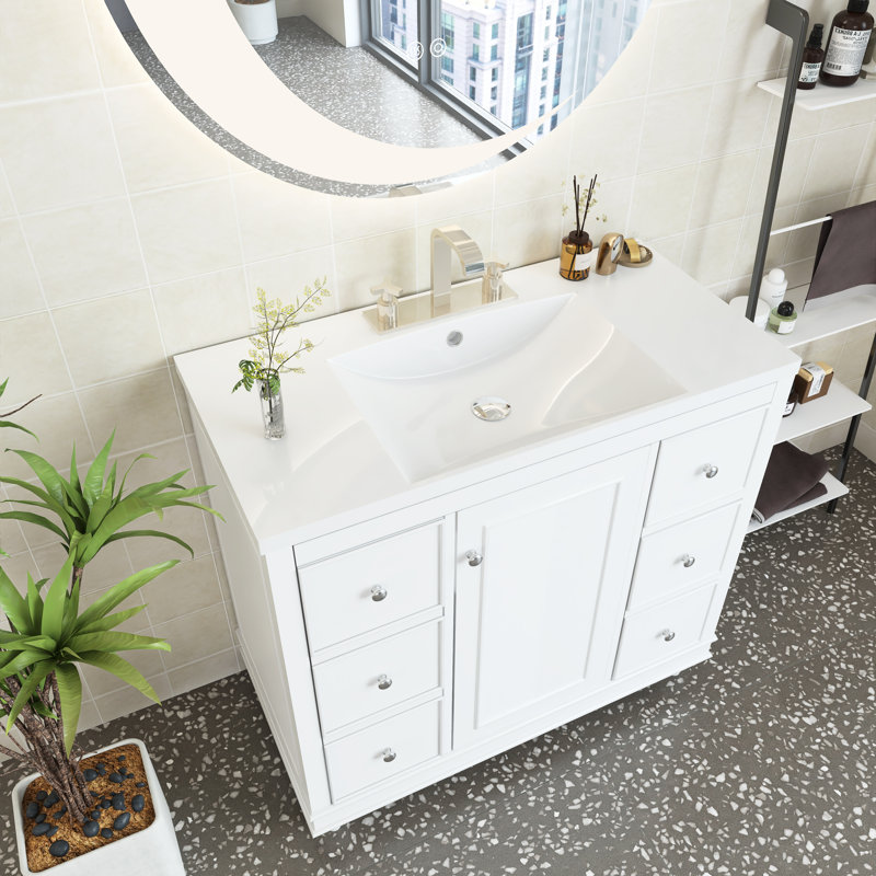 Ensemble de meuble-lavabo simple 36 po Premlata, Blanc