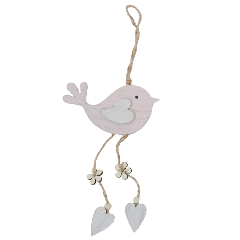 Set Of 2 Assorted- Birds With Hearts Hanging Decorations