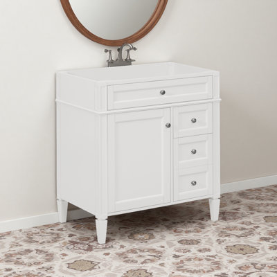 Meuble-lavabo de salle de bain de 30 po sans lavabo supérieur, armoire de rangement moderne avec 2 tiroirs et un tiroir rabattable (BASSIN INCLUS)