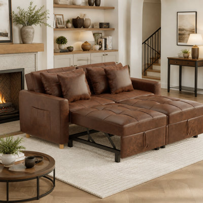 Anishka 2 Seater Faux Leather Sofa Bed