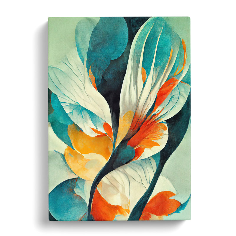Colourful Abstract Flowers No.5 - Wrapped Canvas Print, 50cm H x 35cm W