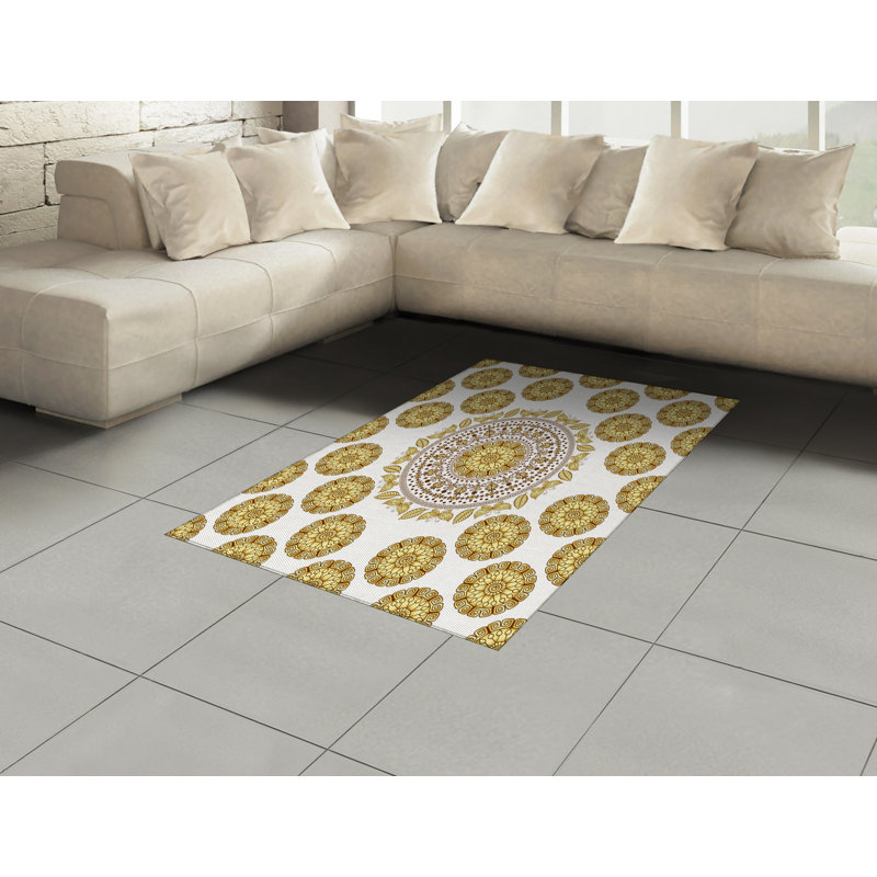 Tapis décoratif en fibres à haute densité Mandala, Rectangle— 4 pi x 5 pi 8 po
