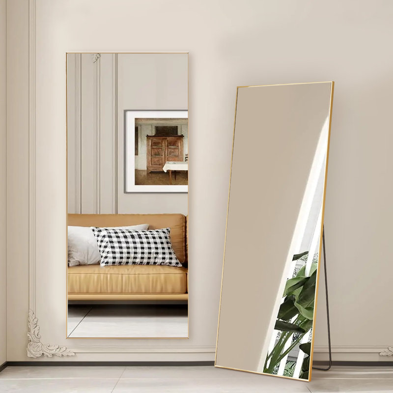 Miroir pleine longueur en métal (ensemble de 2), Doré, 71 po x 26 po