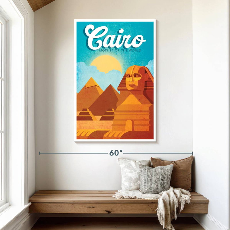 Affiche rétro du Caire, H 48 po x l 32 po