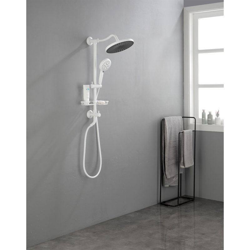 Système de douche Showerspas, avec pomme de douche à effet pluie de 10 po, douche à main à 4 fonctions, barre coulissante réglable et porte-savon