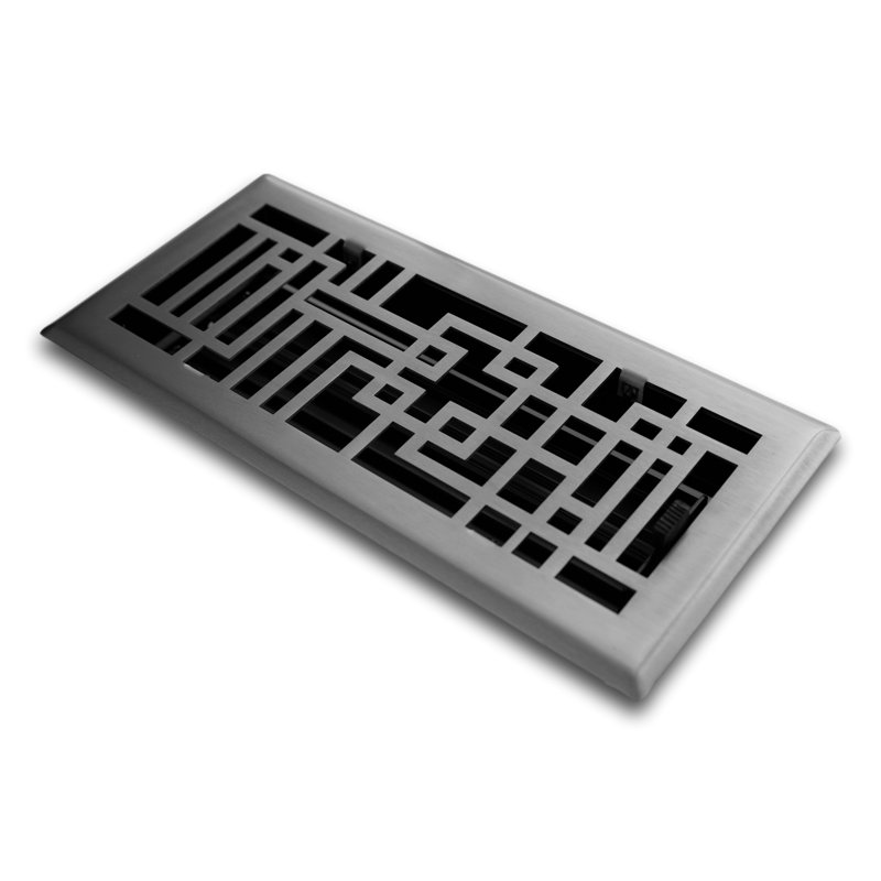 Madelyn Carter - Housse de ventilation Art Deco avec registre de plancher et de mur Capitman, Nickel brossé