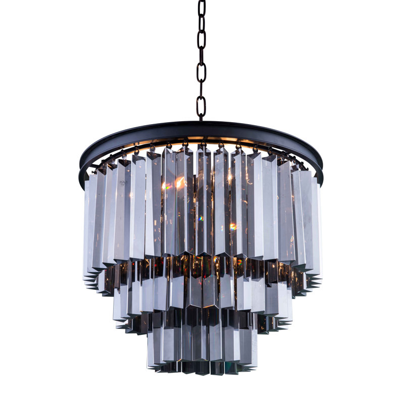 Yazmin 6 - Light Crystal Pendant, Polished Nickel, Silver Shade (Grey)