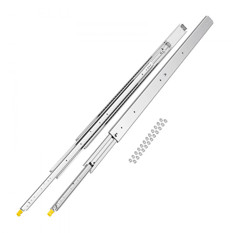 1 paire de glissières de tiroir à extension complète 60 po, capacité de charge de 500 lb, glissières de tiroir verrouillables, roulement à billes avec glissière de tiroir à fixation latérale verrouillable