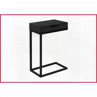 Space-Saving Contemporary Coffee Table for Living Room/Bedroom, Black Laminate &amp; Metal with Storage Drawer