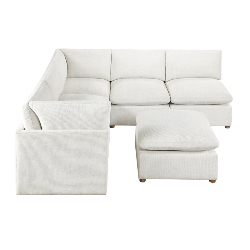 Ensemble de canapé modulaire de luxe en L 6 pièces avec repose-pieds