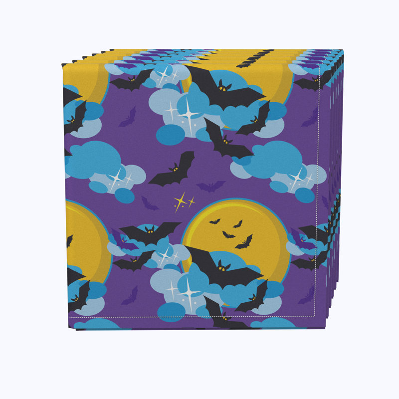 Polyester Floral Square Napkin, BatMoon Night