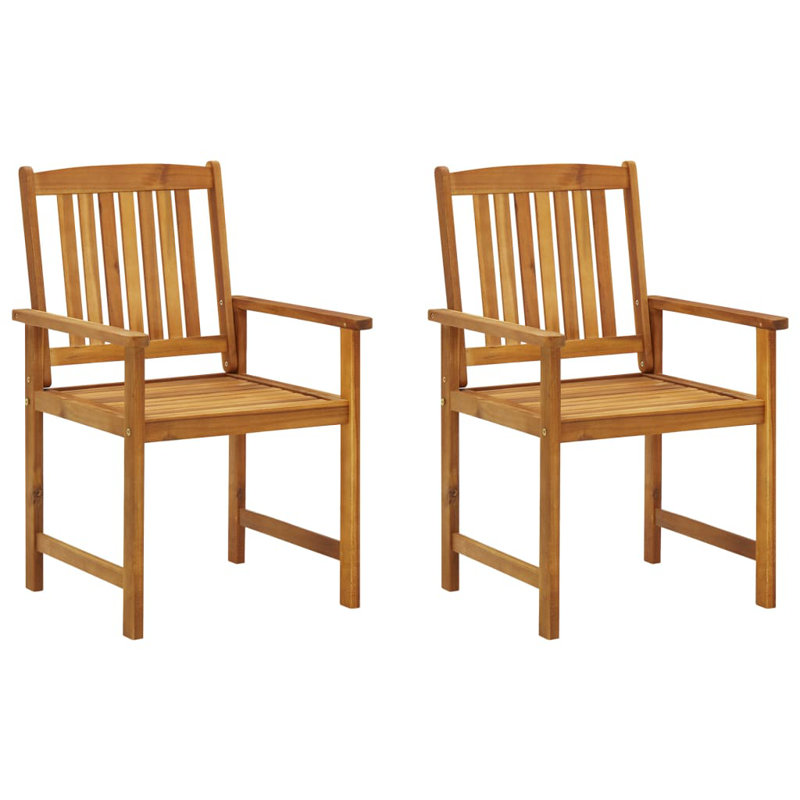 vidaXL Patio Chairs with Cushions 2 pcs Solid Acacia Wood, Cream, Natural