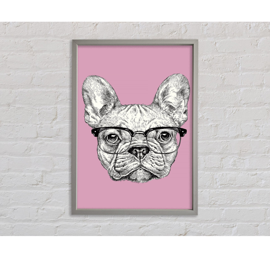 Französische Bulldogge mit Brille Gerahmter Druck Wandkunst