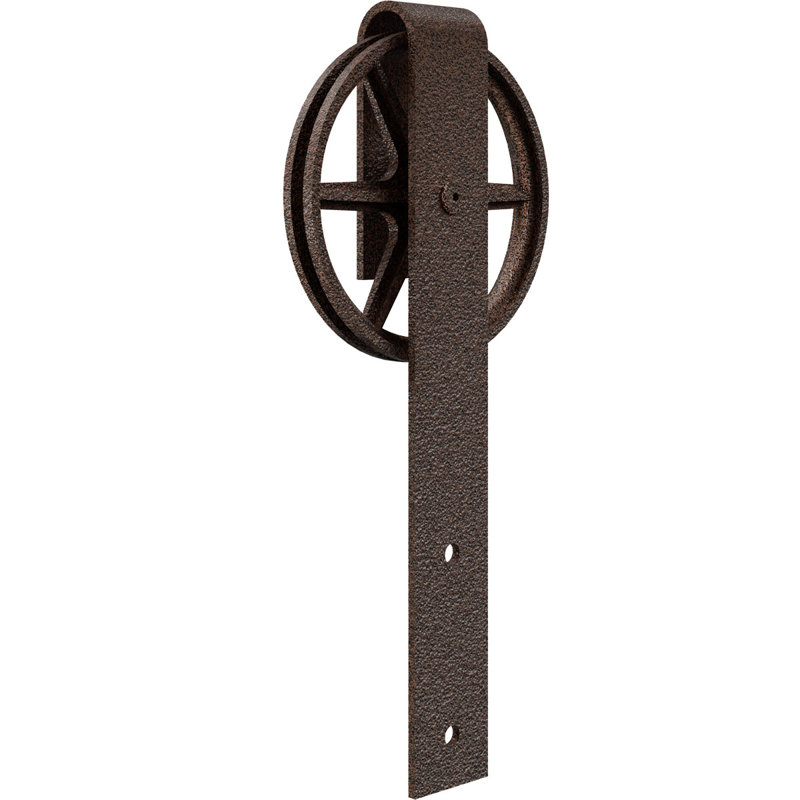 Ensemble de quincaillerie de porte de grange simple standard Premium Wagon Wheel Roller Hanger, Filon de cuivre