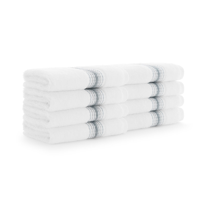 Kytzia Aegean Cotton Washcloths (Pack of 8), White/Slate