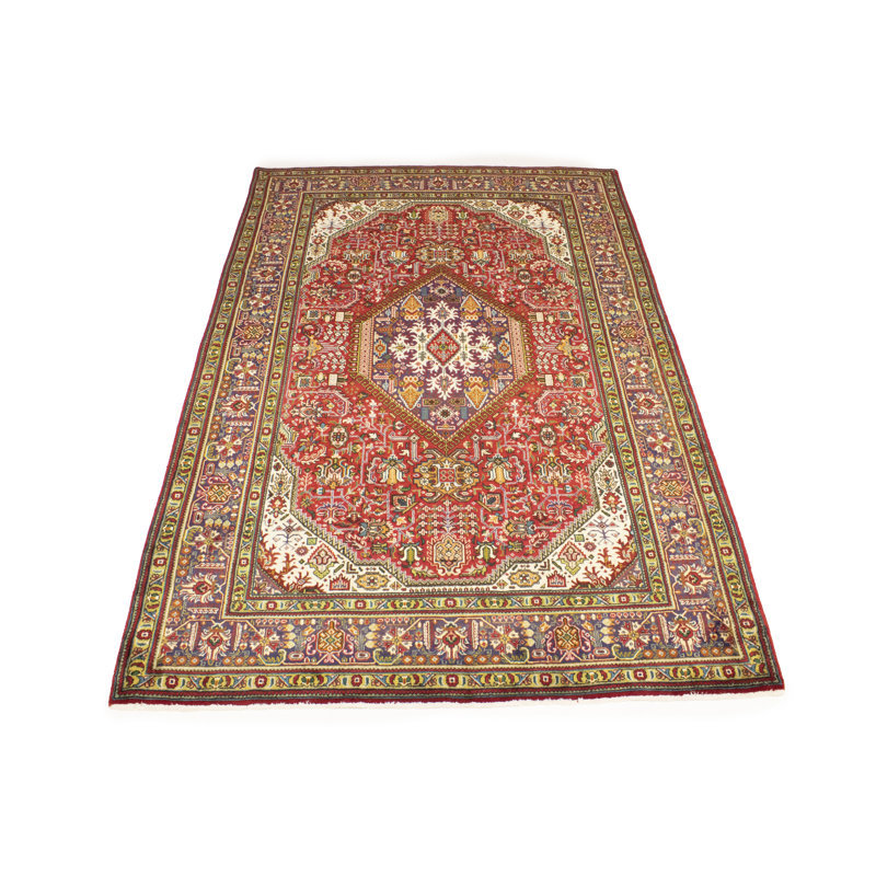 One-of-a-Kind Rectangle 6'3" X 9'7" 1970s Wool Area Rug in Red/Beige