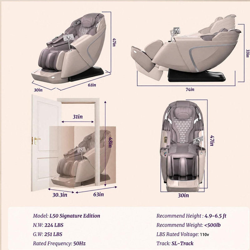  Fauteuil de massage YJ-L50 gris YITOUCH L50, Gris