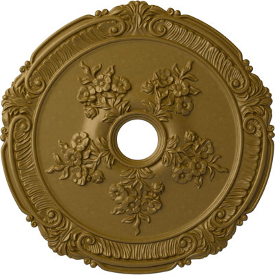 Endurathane Attica with Rose Ceiling Medallion, 26"OD x 3 3/4"ID x 1 1/2"P (Fits Canopies up to 4 1/2"), Hand-Painted Gold Finish