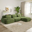 Canapé d'angle modulaire en velours côtelé vert olive, 116 po, assises profondes et accoudoirs incurvés-1406415897