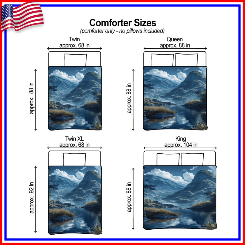 Mountain River Scene Comforter, Twin Extra Long