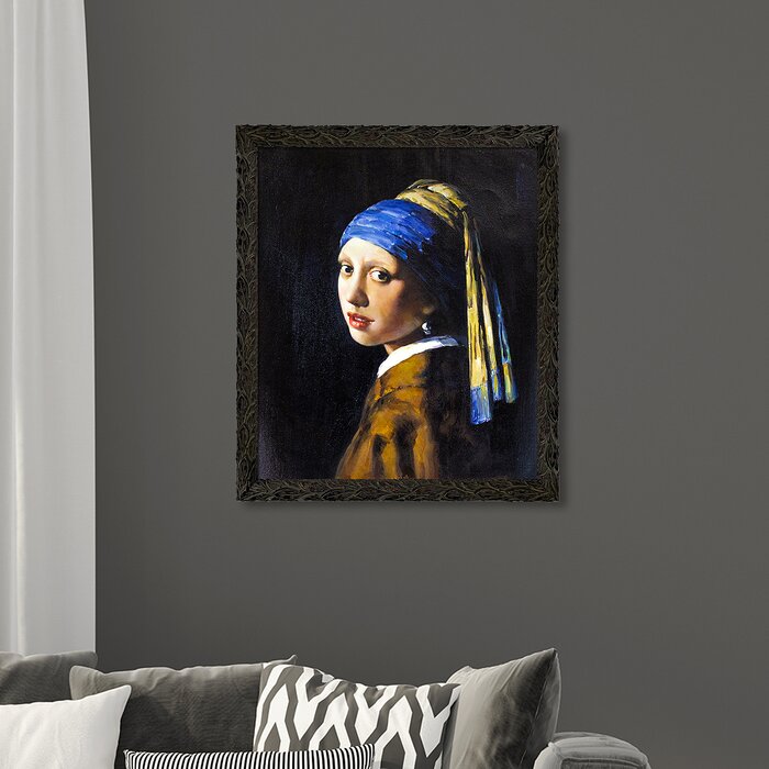 Overstock Art Girl With A Pearl Earring Framed On Canvas by Johannes ...