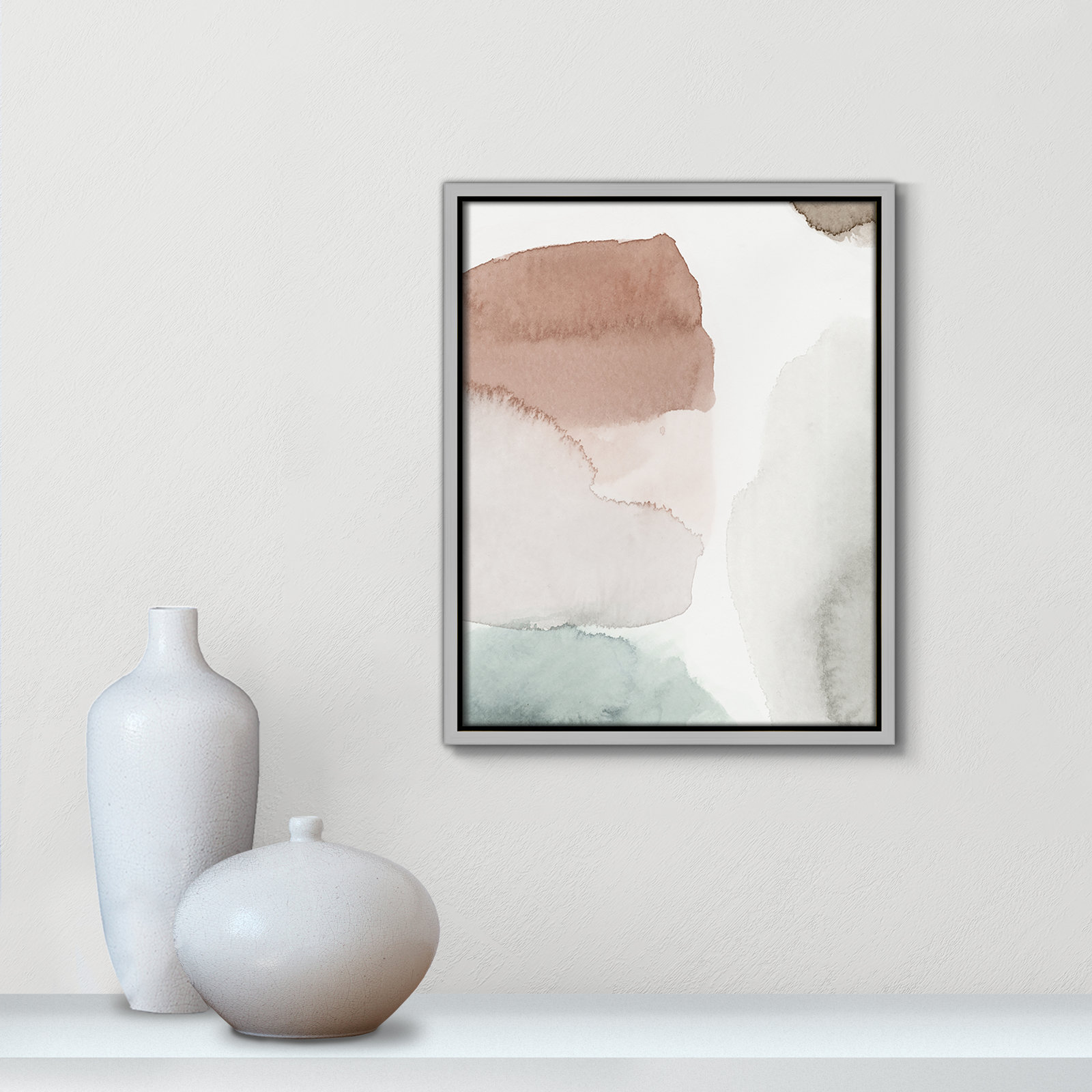 Weslyn "Hopeful II" Painting, 15.5" H x 12.5" W x 2" D, Silver Framed