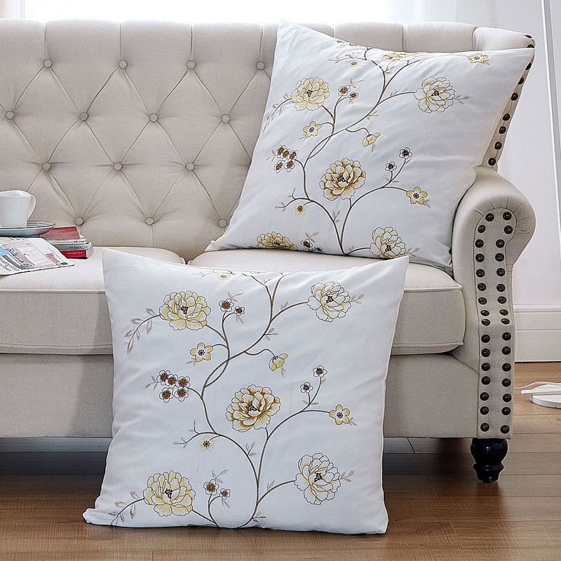 Floral Square Euro Cushion Cover, Gold