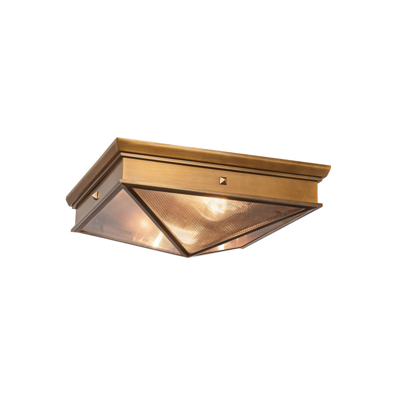 Cairo Ribbed Glass and Vintage Brass Flush Mount Light