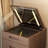 Solid Wood Vanity Set with Stool, Flip Top Mirror, Adjustable Lights and Glass Tabletop-2036865177
