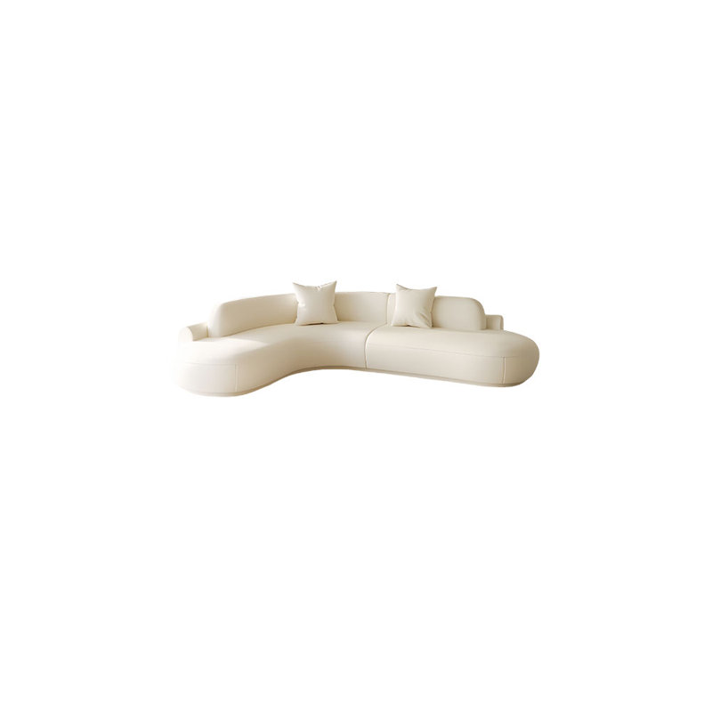 Canapé de coin courbé, H 27,56 po x l 94,49 po x P 62,99 po, 4, Blanc cassé