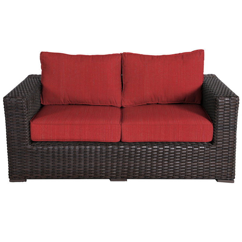 Woodham 65'' Wide Loveseat with Cushions, Dupione Crimson Sunbrella®