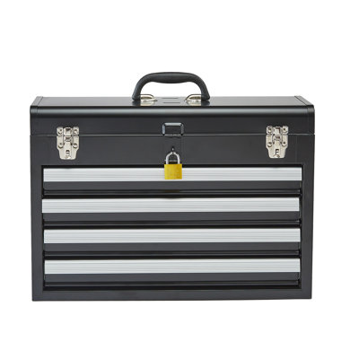 20.5 - Inch Black Tool Organizer With 4 Drawers, Ample Storage Capacity, Auto Locking For Protection Of Tools, Easy To Open Drawers Items,