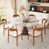 Plateau sable / base noyer foncé / chaises noyer