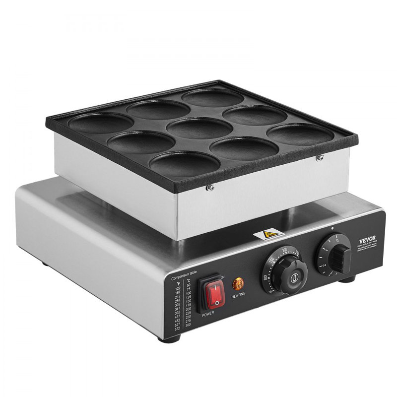 9 PCS de 76 mm avec crêpière commerciale et boulanger de 850 W, anti-adhésif Dorayaki