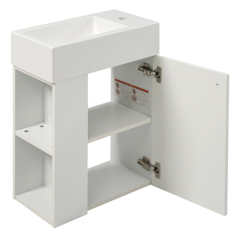 Meuble-lavabo flottant moderne de 18,5 po avec lavabo en résine - parfait pour les petites salles de bain, rangement à gauche