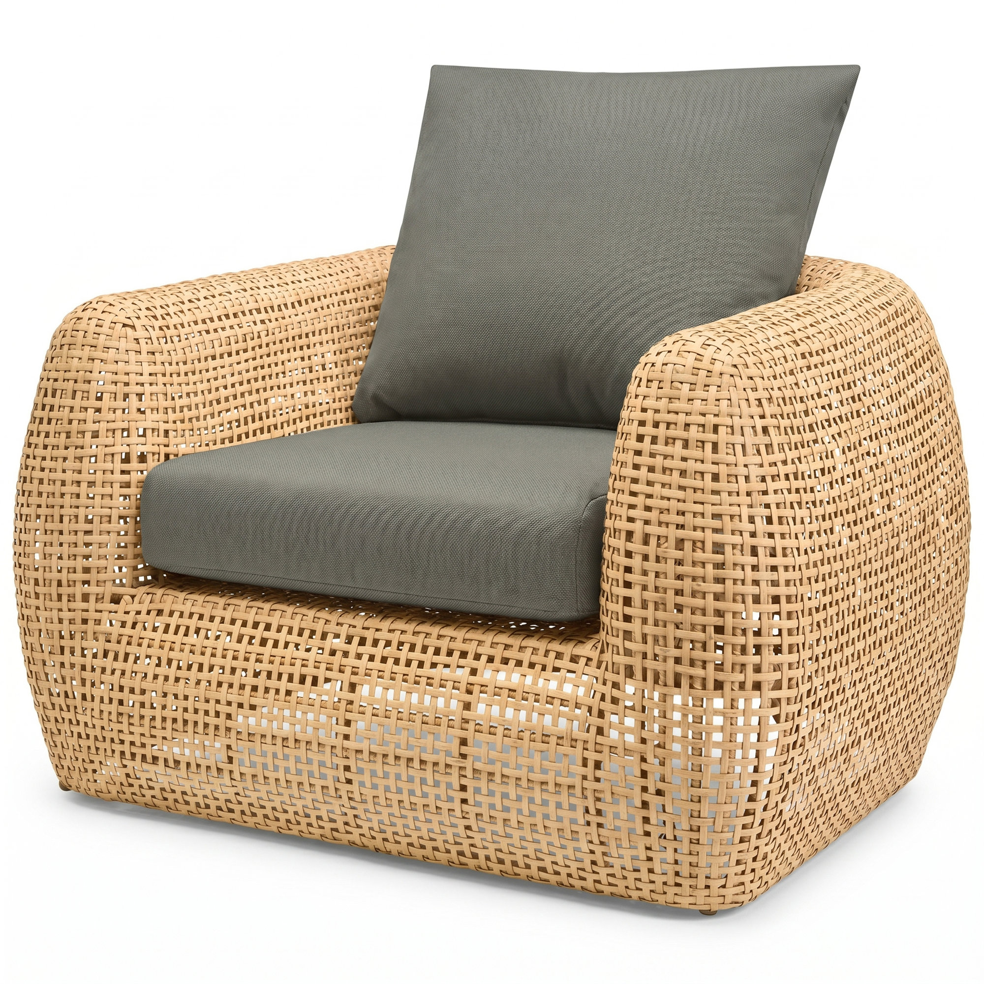 Sydney Outdoor Wicker Patio Club Chairs with Sunbrella Cushions (Set of 2), Canvas Charcoal