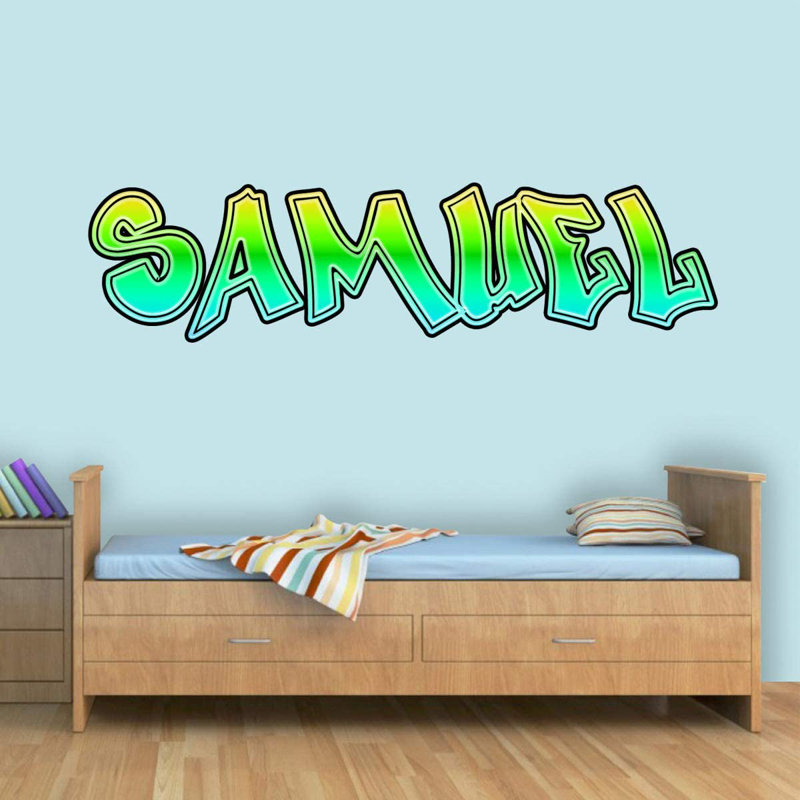 Adhésif décoratif graffiti personnalisé, H 4 po x l 20 po, Jaune / vert