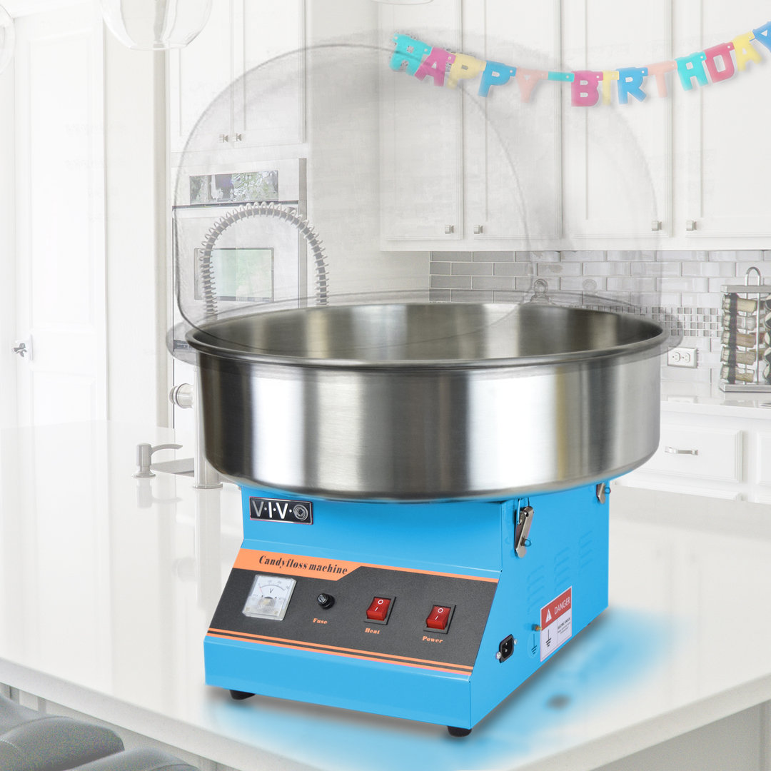 Electric Commercial Cotton Candy Machine with Bubble Shield Vivo Color: Blue