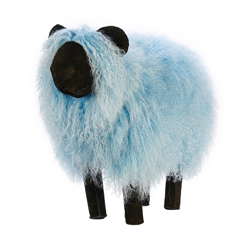 Handmade Tibetan Lamb Sheep Figurine by Outpost Original, Medium, Baby Blue