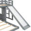 Lit superposé gris simple au-dessus d'un lit double avec une maisonnette en bois de pin massif et construction, glissade, garde-corps, maisonnette en bois d'une capacité de poids de 400 / 600Lbs, construction, 400Lbs / 600Lbs-130155376