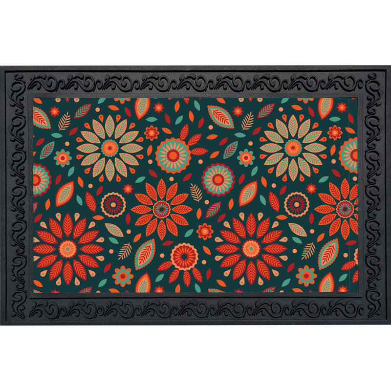 Paillasson orange et bleu sarcelle