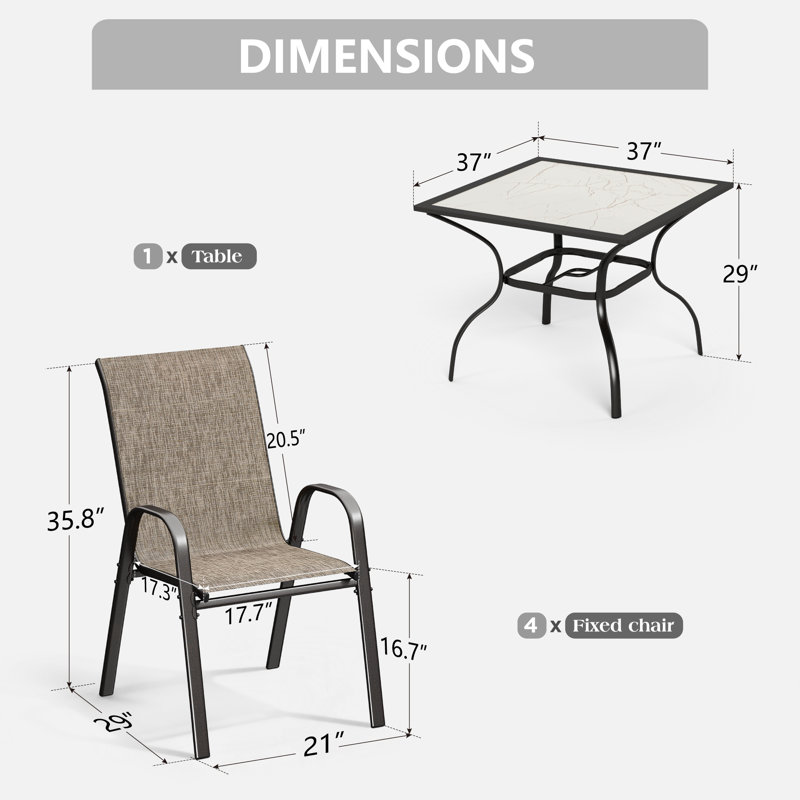 4 - Person Patio Dining Set with Square Table